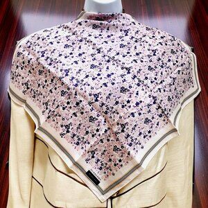 New W/Tag Burberry   Miniscarf/handker 20"" Lavender Flora with Black Trim (72)